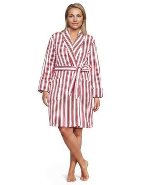 Lands' End Soft Terry Long Sleeve Knee Length Robe - Red