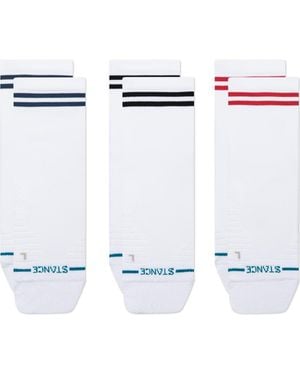 Stance Lined Up Performance Assorted 3-Pack Mid Quarter Socks - White