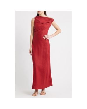 Faithfull the Brand Suis Asymmetric Neck Midi Dress - Red