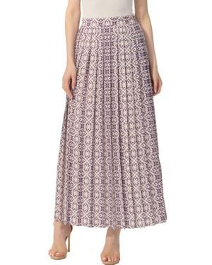 Kimi + Kai Print Box Pleat Maxi Skirt - Purple