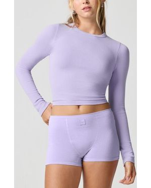 Florence By Mills Softie Seamless Long Sleeve Crop T-Shirt - Purple