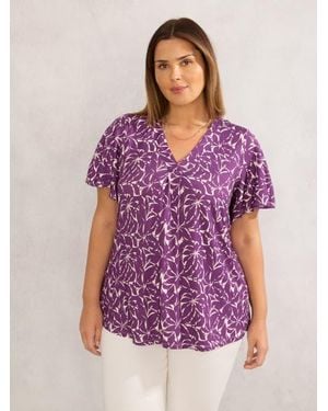 Live Unlimited Jersey Flutter Sleeve V-Neck T-Shirt - Purple