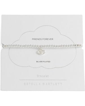 Estella Bartlett Sienna Double Heart Beaded Stretch Bracelet - White
