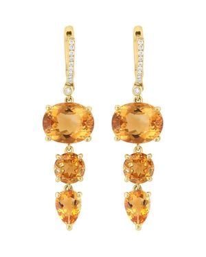 Effy 14K Diamond Accent Citrine Drop Earrings - Metallic