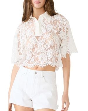Steve Madden Monette Floral Lace Layering Top - White