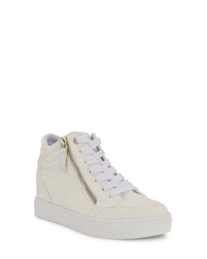 Nine West Tons Lace-Up Wedge Sneaker - White