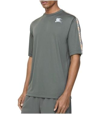 Burberry Check Trim Jersey T-Shirt - Gray