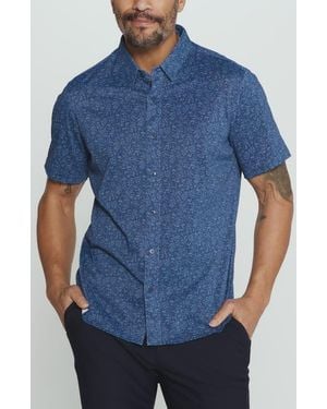 7 Diamonds Velora Floral Short Sleeve Button-Up Shirt - Blue