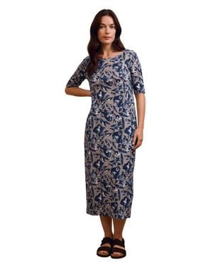 Celtic & Co. Linen Cotton Blend Button Back Dress - Blue