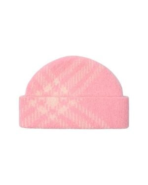 Burberry Check Mohair & Wool Blend Beanie - Pink