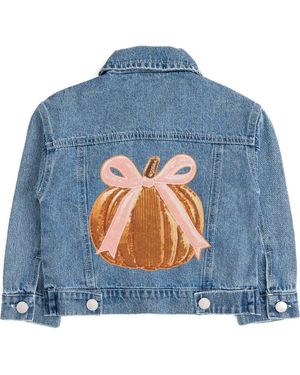 Sweet Wink Pumpkin Sequin Patch Jacket - Blue