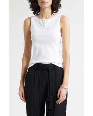 Posse Henley Cotton Tank - White