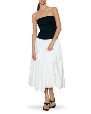 FREEMARKET Mixed Media Strapless Dress - White