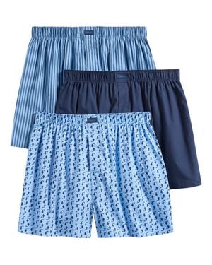 Tommy John Assorted 3-Pack Woven Cotton Boxers - Blue