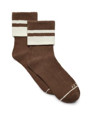 Varley Preston Bouclé Fold Over Crew Socks - Brown