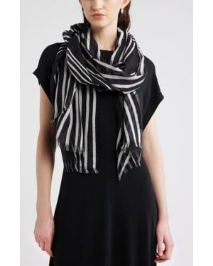 Nordstrom Eyelash Trim Print Cashmere & Silk Wrap - Black