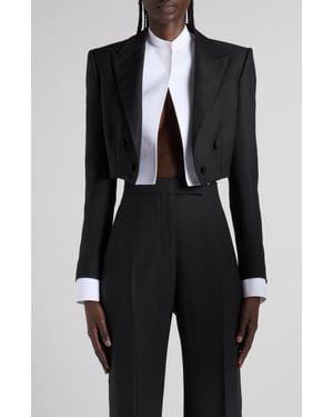Tom Ford Double Breasted Crop Tuxedo Jacket - Black