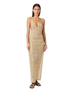 Missoni Long Mesh Cover-Up With Zigzag Pattern And Sequins - Natural