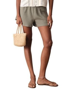 Marine Layer Isla Double Cloth Cotton Shorts - Gray