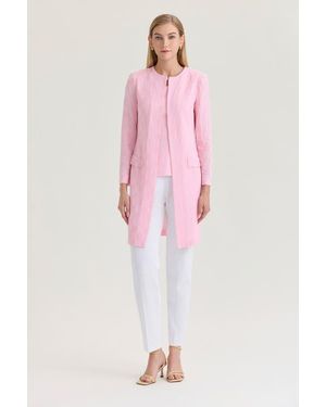 Ming Wang Heritage Tonal Checkered Knit Jacket - Pink