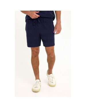 Threads For Thought Wayne Stripe Jacquard Terry Cloth Drawstring Shorts - Blue