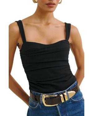 Reformation Trish Ruched Tank - Black