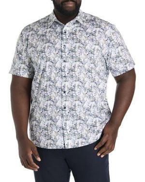 Synrgy by DXL Big & Tall Watercolor Floral Sport Shirt - Gray