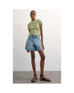 TOPSHOP Editor Mid Rise Denim Shorts - Blue