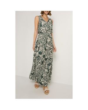 Lascana Flowy V-Neck Maxi Dress - Green