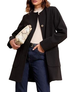 Friends Like These Collarless Swing Coat - Black