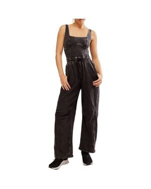 Free People Fp Movement Inbound Stretch Cotton Jumpsuit - Black