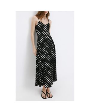 Mango Dot Sleeveless Maxi Dress - Black