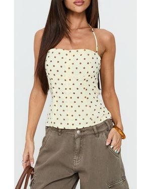 Princess Polly Bon Bon Dot Halter Top - Brown