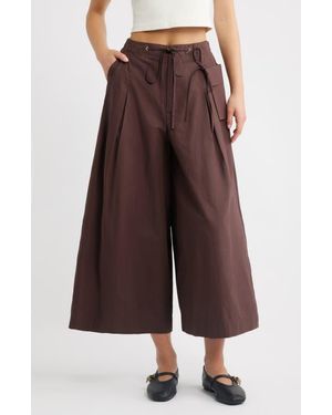 Damson Madder Tatiana Drawstring Wide Leg Culottes - Brown