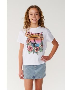 Rip Curl Wave Graphic Crop T-Shirt - Gray