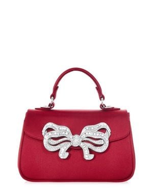 Judith Leiber Satin Bow Top Handle Bag - Red