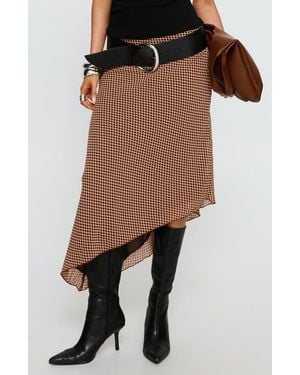 Princess Polly Suella Polka Dot Asymmetric Midi Skirt - Brown