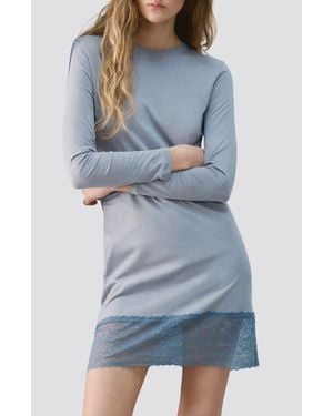 Mango Lace Trim Nightgown - Blue