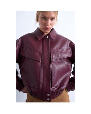 TOPSHOP Bubble Boxy Faux Leather Jacket - Purple