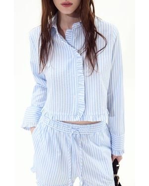 DELUC Split Crop Shirt - Blue