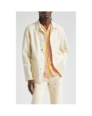 Drake's Fatigue Embroidered Cotton & Linen Chore Jacket - Natural