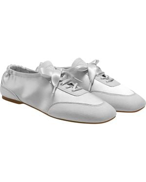VIVAIA Cristina Square-Toe Lace-Up Satin Sneakerina - White
