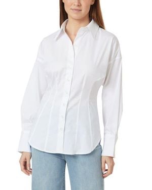 Habitual Fitted Cotton Blend Button-Up Shirt - White