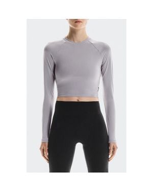 On Shoes Studio Lg Sleeve Crop Top - Gray