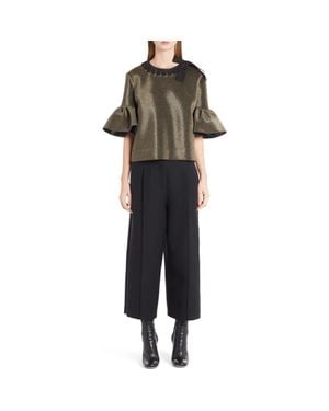 Fendi Metallic Neoprene Bell Sleeve Top - Black