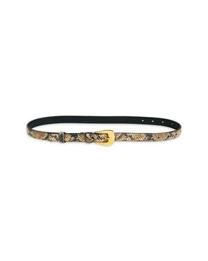 Altuzarra Square Buckle Snakeskin Embossed Leather Belt - White
