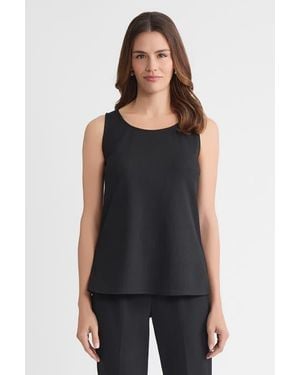 Ming Wang Stretch Deco Crepe Scoop Neck Tank - Black