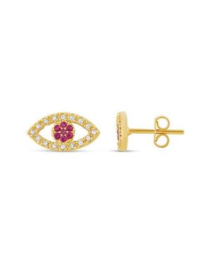 SHYMI Pavé Evil Eye Stud Earrings - Pink