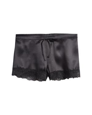 Etam Milky Lace Trim Washable Silk Satin Pajama Shorts - Black