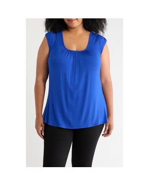 Loveappella Drape Sleeveless Top - Blue